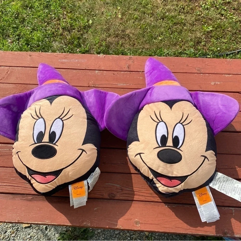 Disney Minnie Mouse Witch Face Throw Pillow Set Bundle Lot NEW Halloween